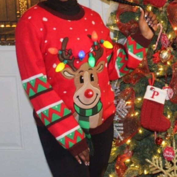 Ugly Christmas Sweaters For Women, Light Up Christmas Sweater, LED - Picture 3 of 8